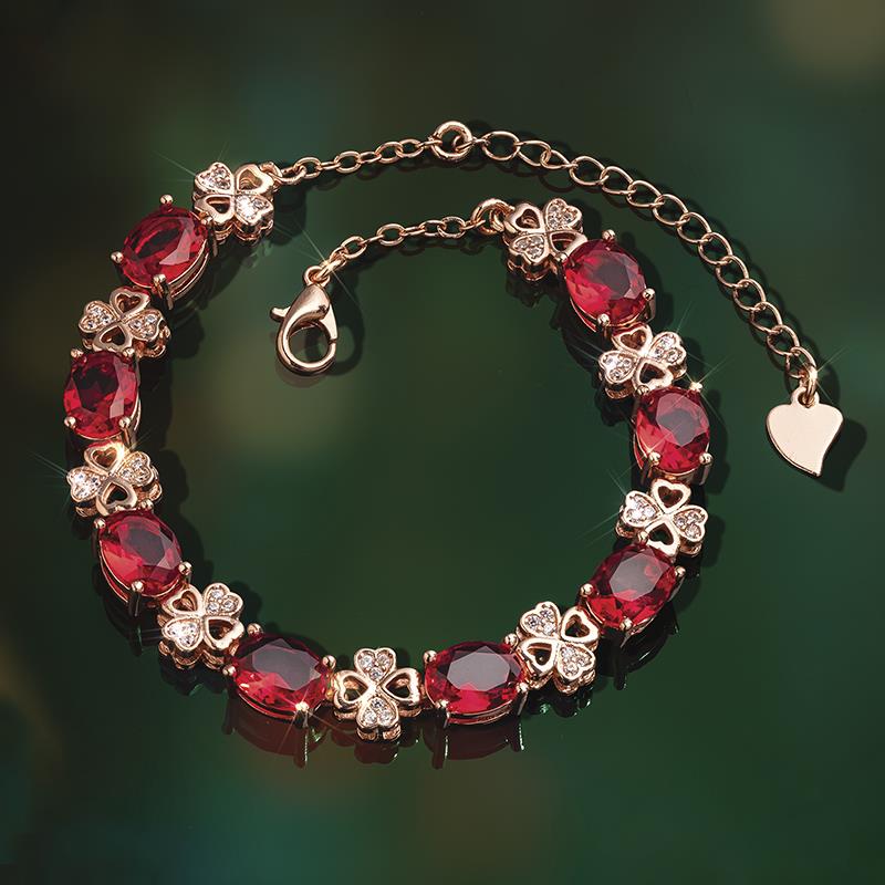 Red and White Quatrefoil Bracelet